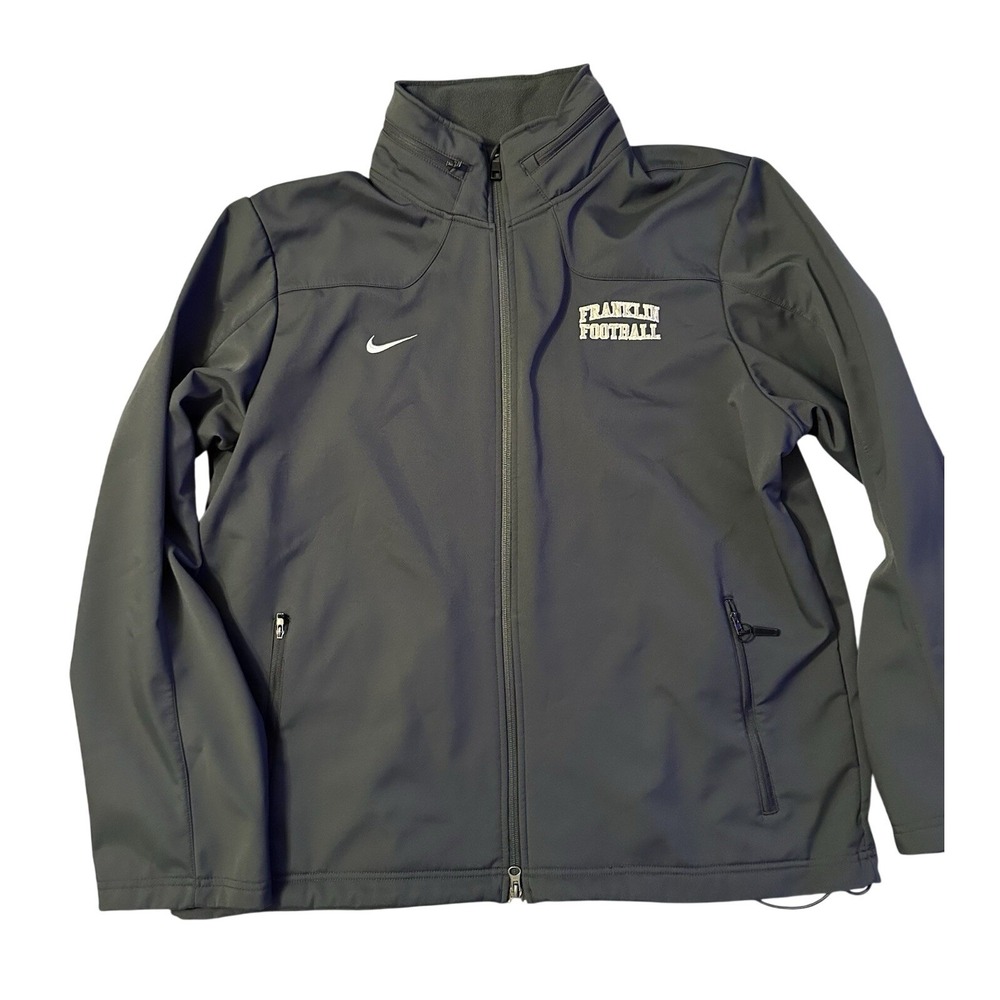 Nike Full Zip‎ Jacket Men's L Franklin Football Fleece Lined Gray Hood In Collar
